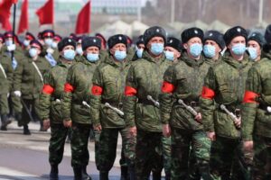 Потомки казаков в парадном строю
