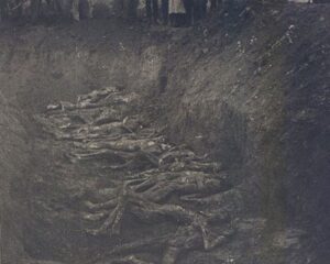 Фотография расстрелянных немцами советских граждан, обнаруженных в районе города Сокаль Львовской области после его освобождения.