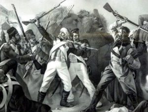 Подвиг гренадера Л. Коренного. Литография О. Пашенного, 1849 год.
