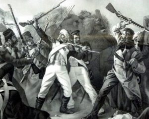 Подвиг гренадера Л. Коренного. Литография О. Пашенного, 1849 год.
