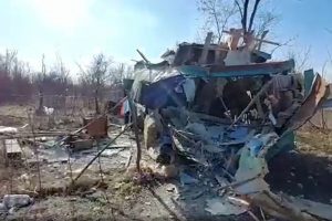 Разрушенное в результате обстрела место несения службы пограничных нарядов погрануправления ФСБ России по Ростовской области, расположенное на удалении около 150 метров от российско-украинской границы. 21 февраля 2022 года.