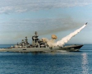 Пуск ПКР «Гранит» с ракетного крейсера «Пётр Великий».