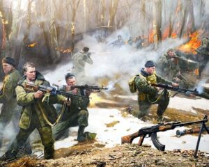 Фрагмент диорамы в честь подвига 6-й роты.