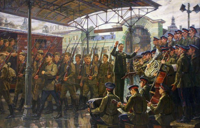Ансамбль имени А.В. Александрова на Белорусском вокзале, 26 июня 1941 г.