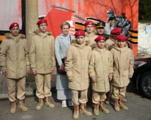Юнармейцы Дагестана принимают участие в военно-патриотической акции «Граффити Победы».
