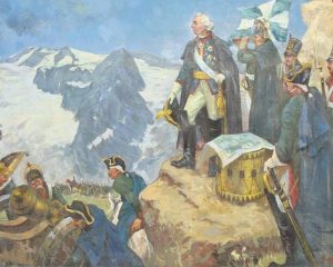 «Переход Суворова через Альпы». Картина неизвестного художника.